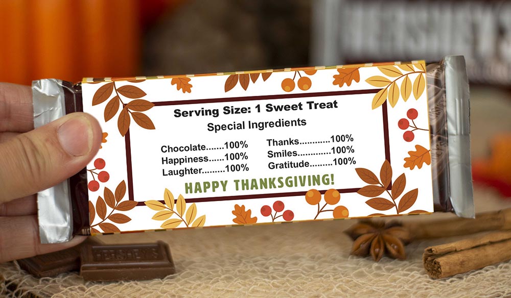 thankful thanksgiving chocolate bar wrapper